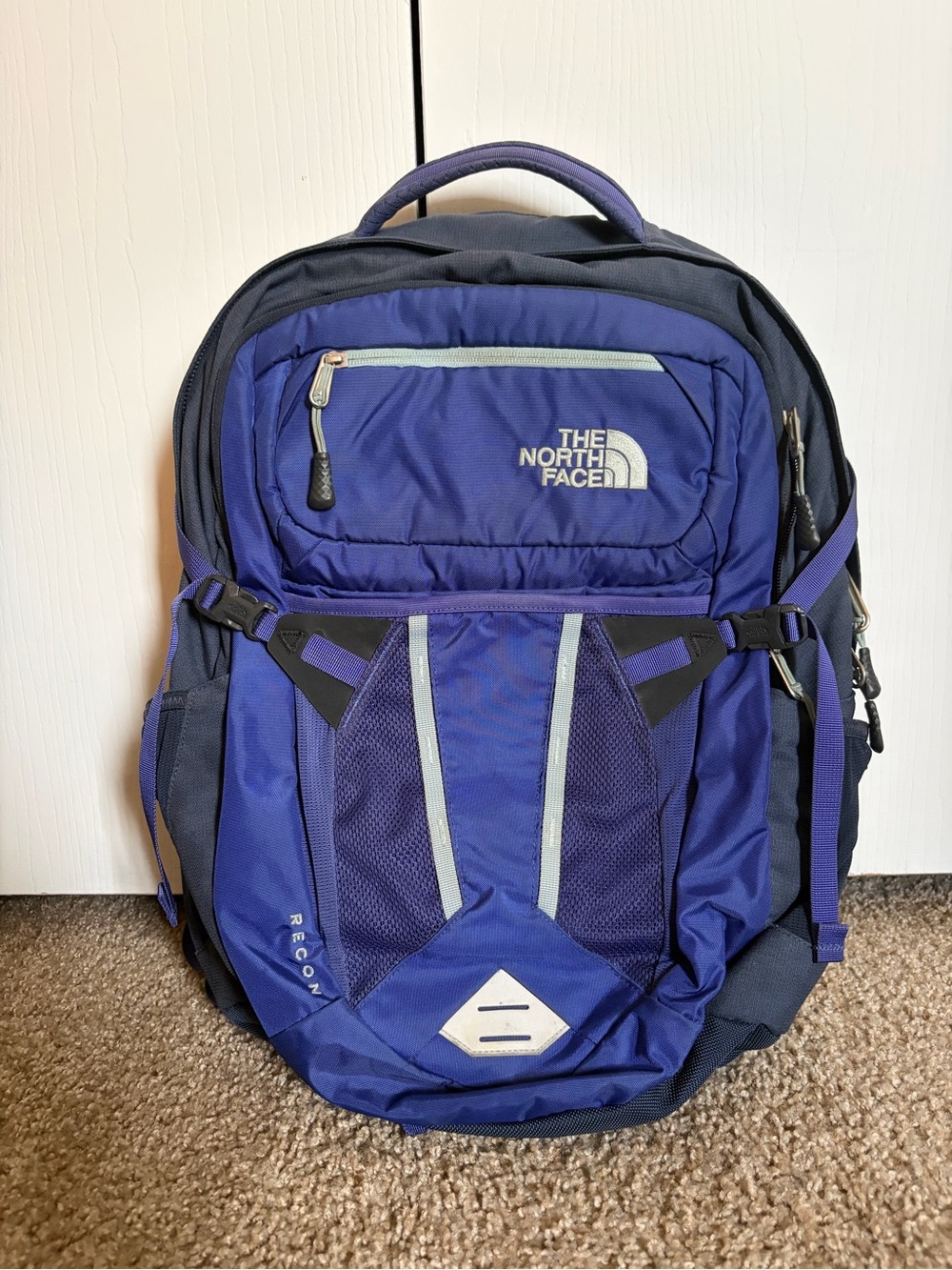 The North Face Women's Recon Backpack Dark Purple/Blue with Light Blue Accents